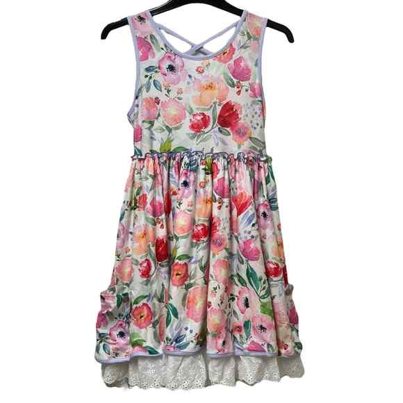 Cheeky Plum Girl’s Floral Sleeveless Ruffle Dress Sz 12 Y NEW NWT Back to School - Picture 1 of 6